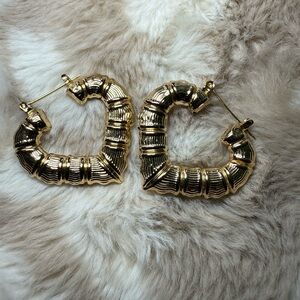 Elegant Gold-Tone Textured Hoop Earrings